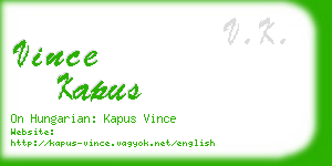 vince kapus business card